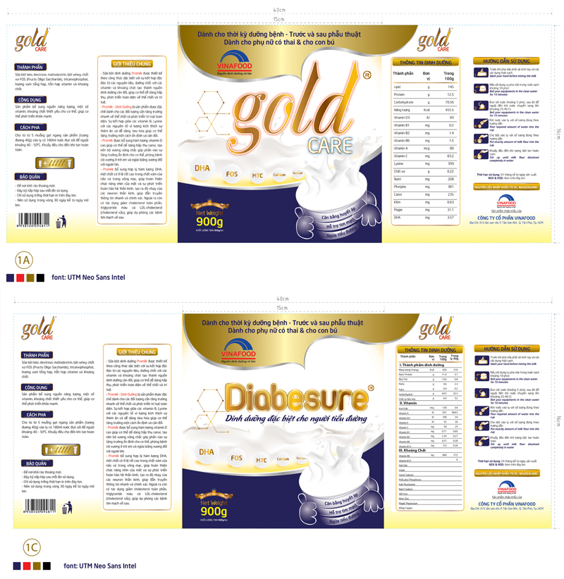Thiết kế tem nhãn sữa lon Gold Care - Diabesure - Ảnh 4